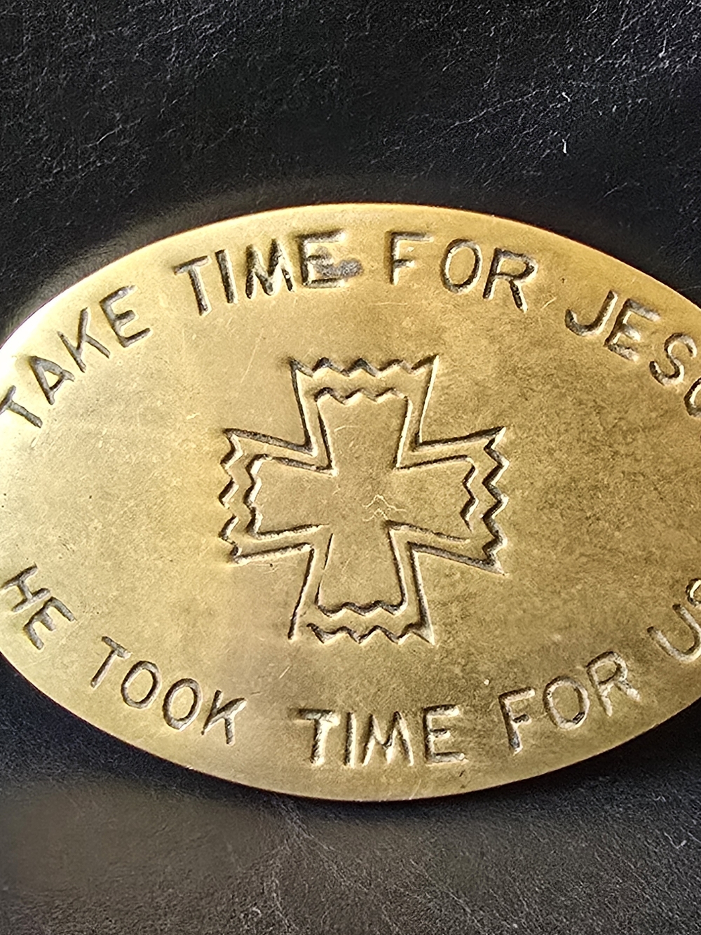 Vintage 1978 Baron Buckles Solid Brass Jesus Belt Buckle
